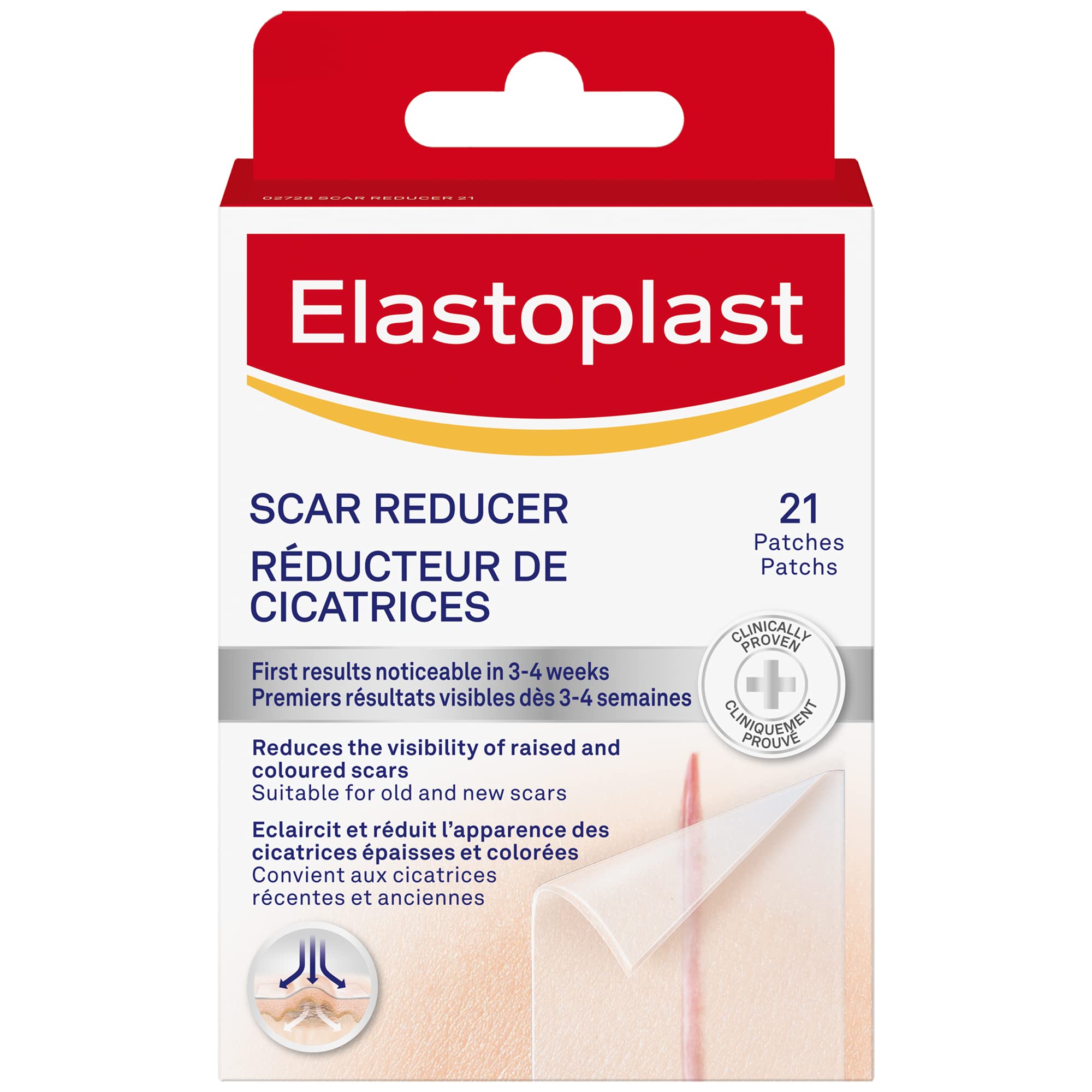Elastoplast Scar Reducer Plasters (21 Pieces), Quick and Convenient Scar Cover Up Treatment, Scar Sheets to Reduce Visbility of 