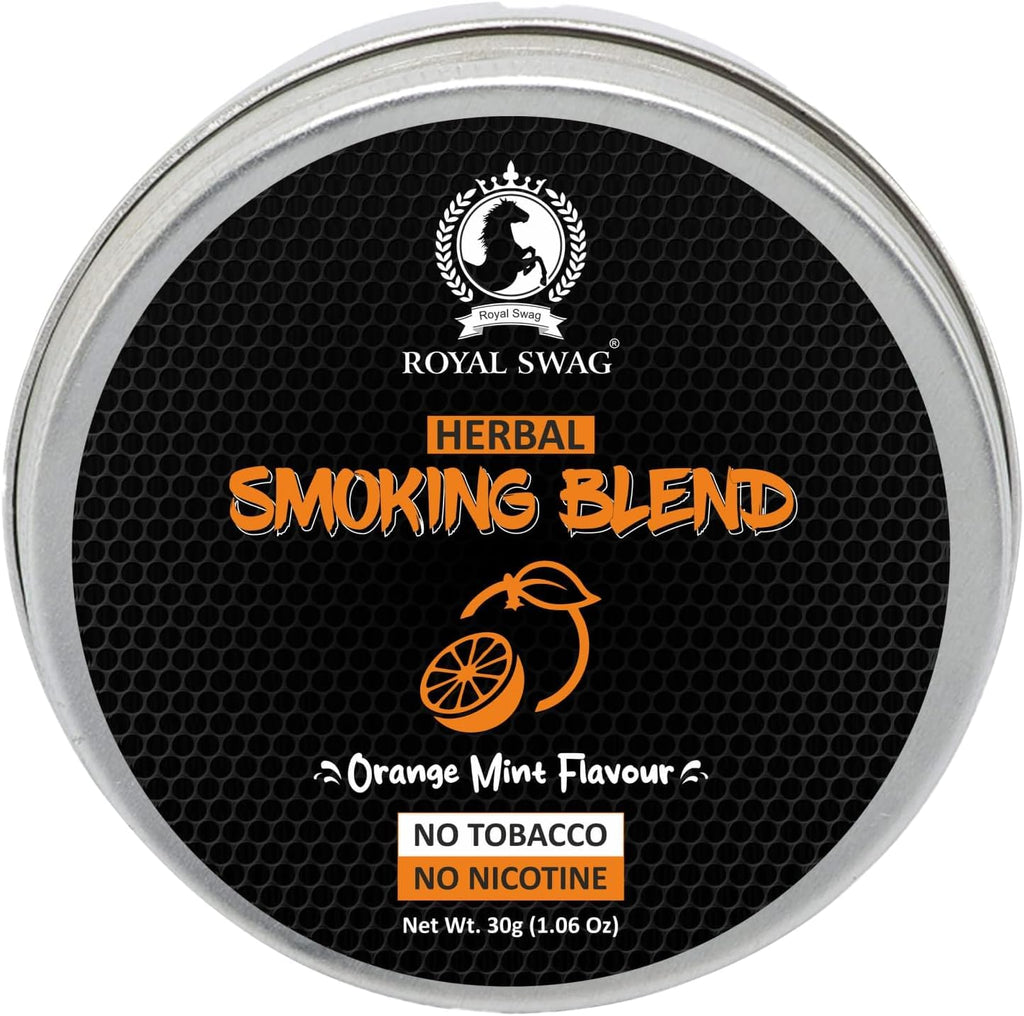Royal Swag Ayurvedic Herbal Mixture 100% Tobacco-Free and Nicotine-Free Smoking Blend 30 g/1.0 oz (Container) | Orange Mint Flav