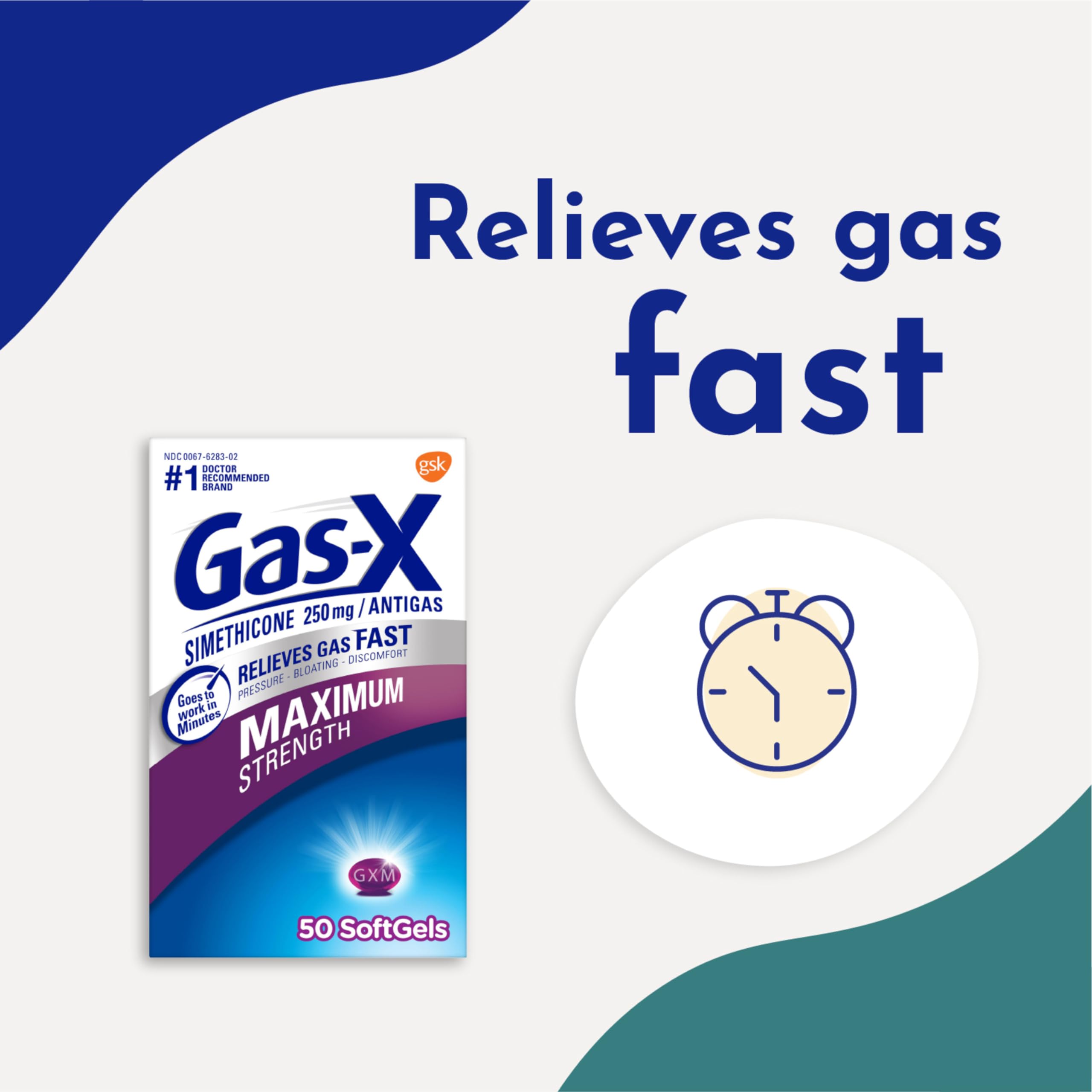 Gas-X Maximum Strength Gas Relief Softgels with Simethicone 250 mg - 30 Count