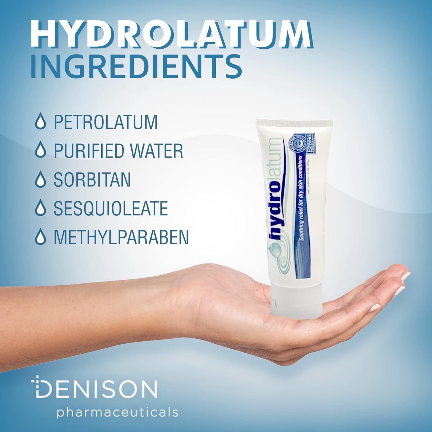 Hydrolatum Dry Skin Cream - Hydrating Moisturizer for Sensitive & Extra Dry, Nourishing Body Lotion for Men & Women - 2oz