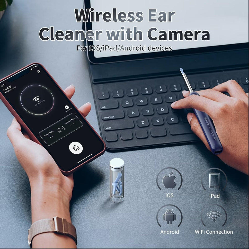 Ear Wax Removal, Ear Cleaner with Camera and Light, Ear Wax Removal Kit with 8 Pcs Set, Ear Wax Removal Tool Camera with 1080P,