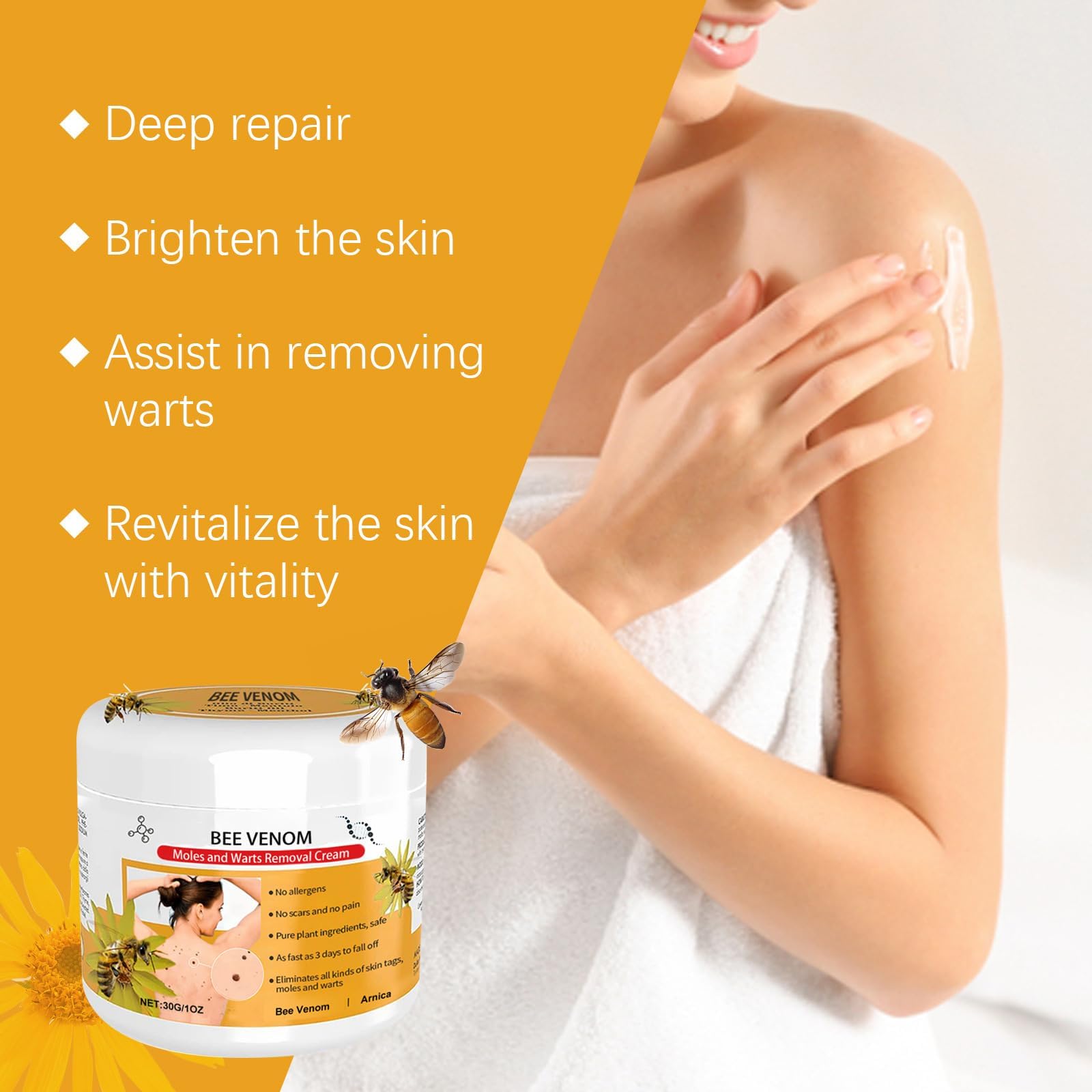 2Pcs Wart Remover Ointment, Bee Venom Cream wart Removal,wart Remover,bee Venom wart and Tags Removal Treatment Spray,bee Venom