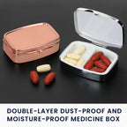 kwmobile 2 Compartment Pill Box - Set of 2X Stainless Steel Travel Box Organizer for Tablets and Prescriptions - Silver/Rose Gol
