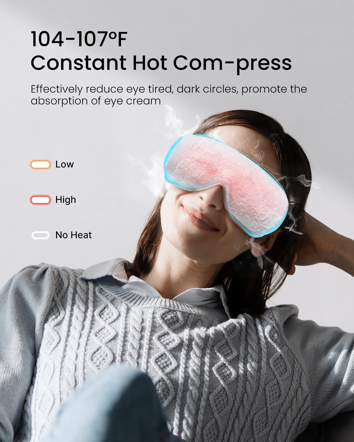 RENPHO Eye Massager with Heat, Birthday Gift Bluetooth Music Eyeris 2 for Migraines, Rechargeable Eye Mask for Relax Eye Strain