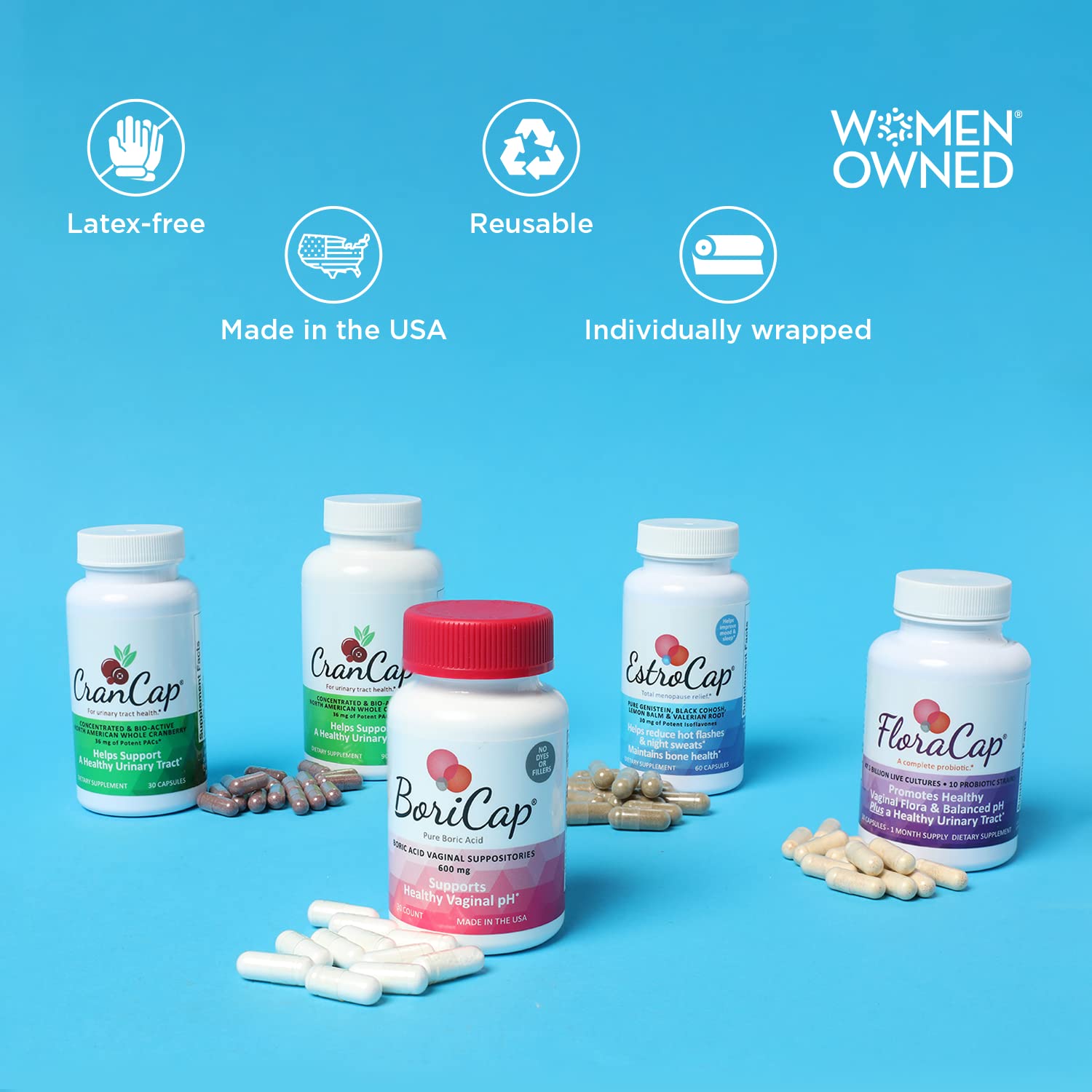 BoriCap Boric Acid Vaginal Suppository Applicators, 7 Applicators - Hygienic Solution for Easy Glide Applicator Insertion - Wash