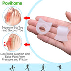 Povihome 10 Pack Clear Toe Spacers, Big Toe Separator (1st/2nd Toe), Bunion Corrector to Correct Big Toe Bunion, Overlapping Toe
