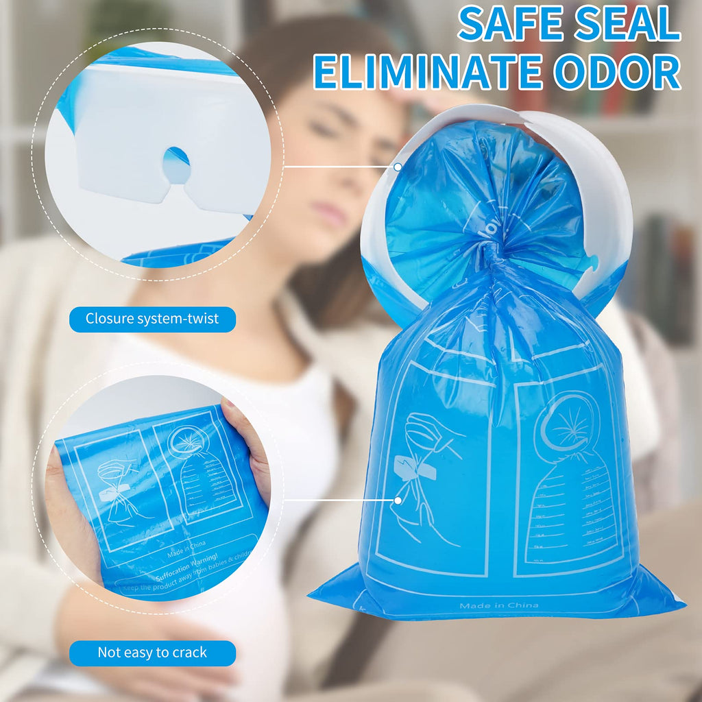 CLOUDBERG 24 Pack Blue Emesis Bags, 1000 ml Vomit Bags for Morning Sickness, Portable Nausea Bags for Pregnant Women, Leak Resis