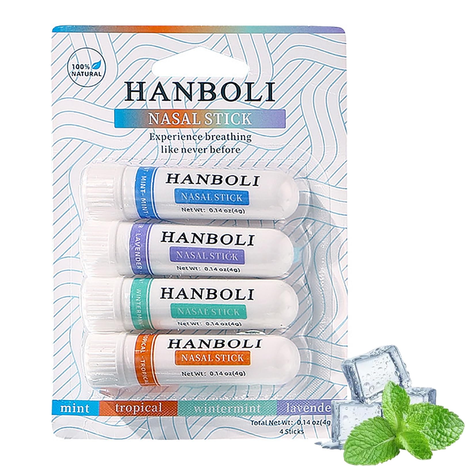 AZHAIBUQI Nasal Stick, Portable Nasal Stick for Daily Refreshing, Pure and Natural Ingredients (4 Packs/1 PC)