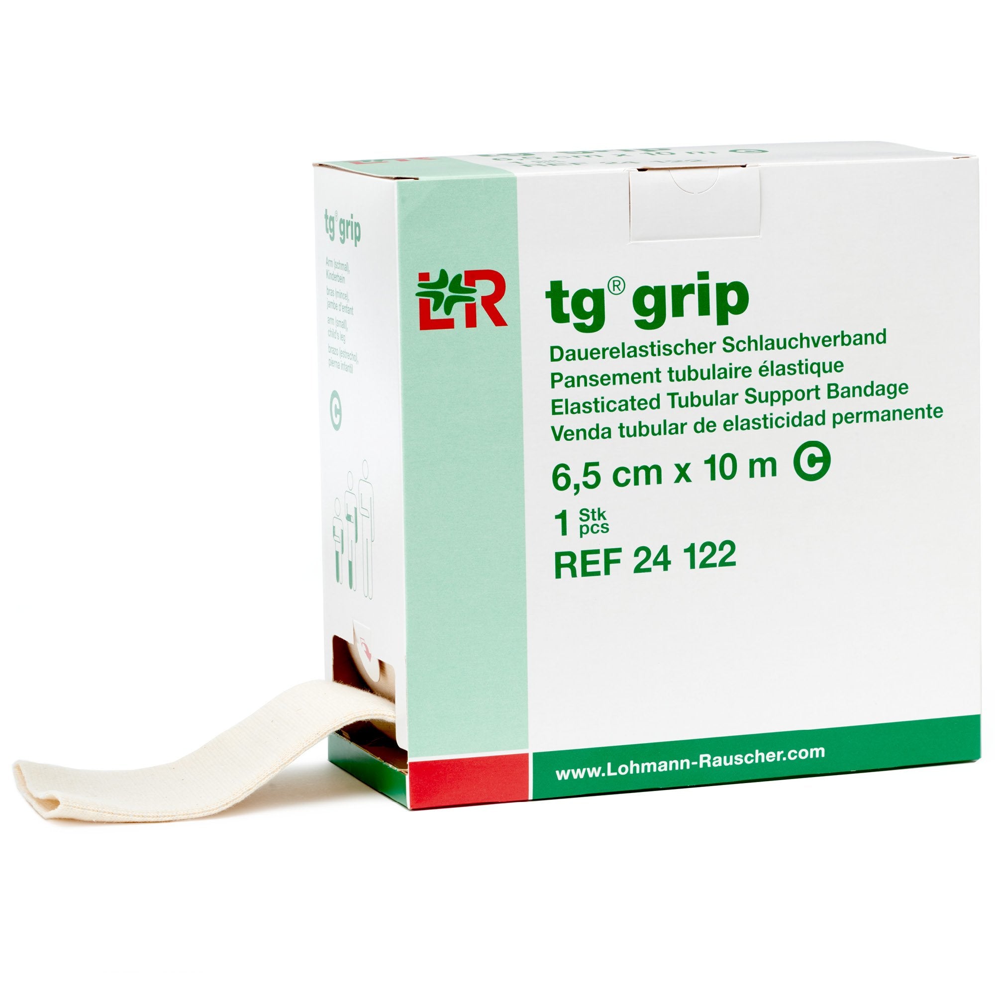 Lohmann & Rauscher Tg Grip, Size C, 6.5cm x 10m, Elasticated Tubular Compression Bandage for Light & Comfortable Support, Sleeve