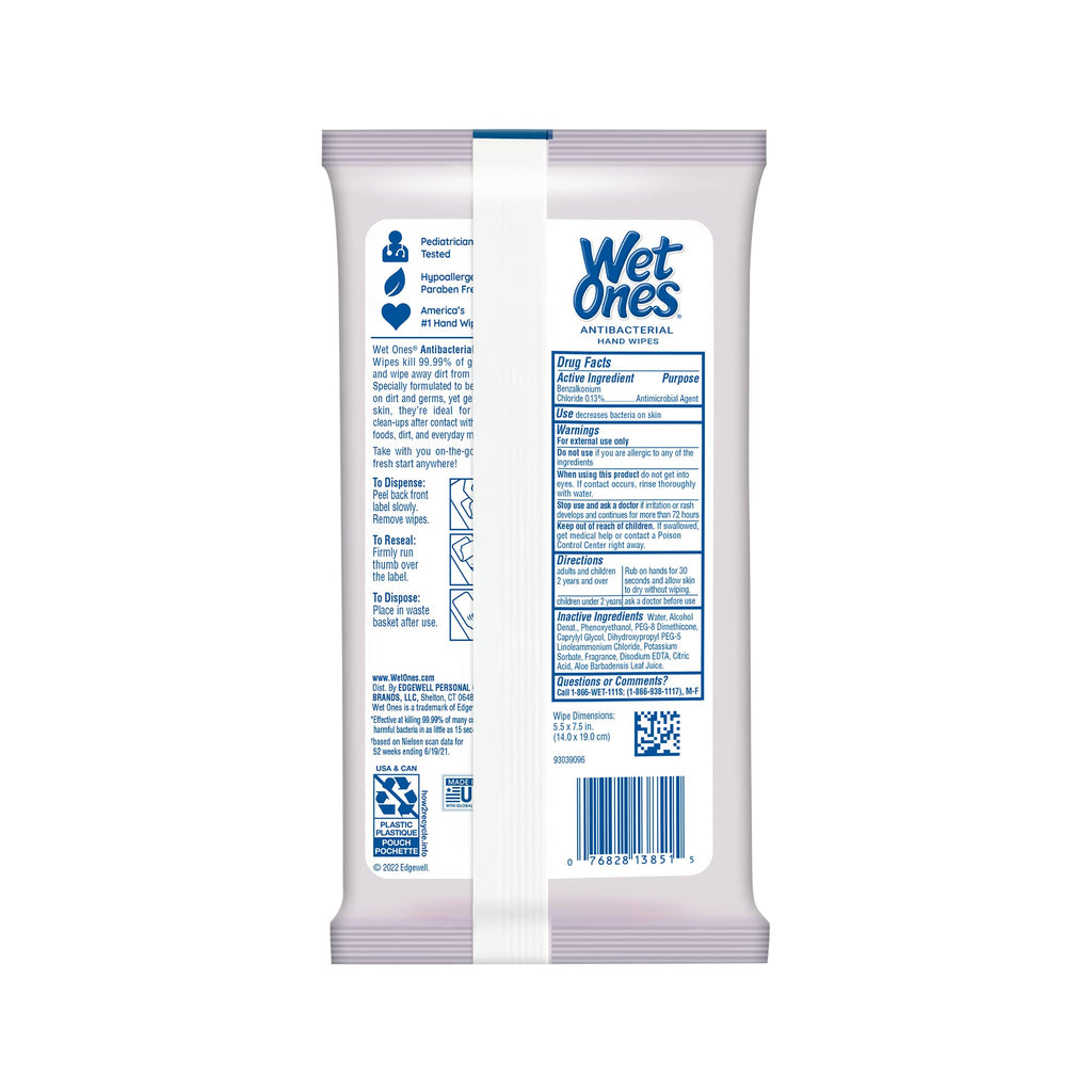 Wet Ones Antibacterial Hand Wipes, Lavender Wipes | Travel Wipes Case, Antibacterial Wipes, Moisturizing Wipes | 20 ct. Travel S