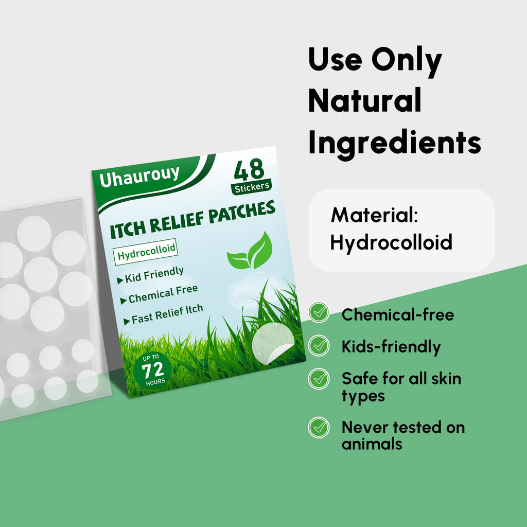 Uhaurouy Itch Relief Patches for Kids, 3 Sizes Natural Bug Bite Relief Stickers, Fast Reduce Swelling & Itching, Camping Hiking