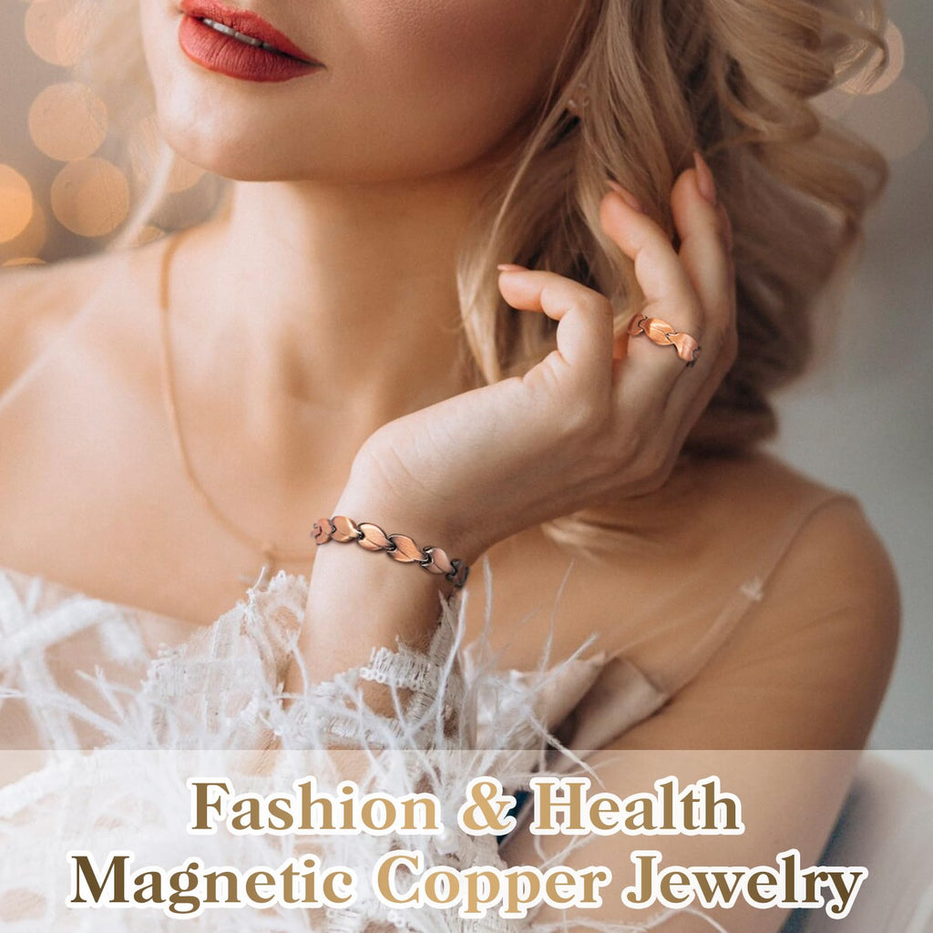 Copper Bracelets for Women Lymph Detox Magnetic Bracelets, 100% Solid Pure Copper Bracelet with 3500 Gauss Magnets & Lymphatic D