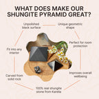 Shungite Stone Protection Pyramid 2 | Authentic Shungite Stones Protection Unpolished Pyramid 2 inches (5 cm) | Black Stone Crys