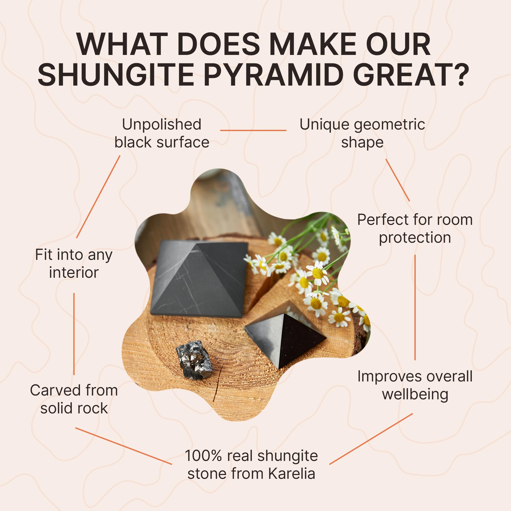 Shungite Stone Protection Pyramid 2 | Authentic Shungite Stones Protection Unpolished Pyramid 2 inches (5 cm) | Black Stone Crys