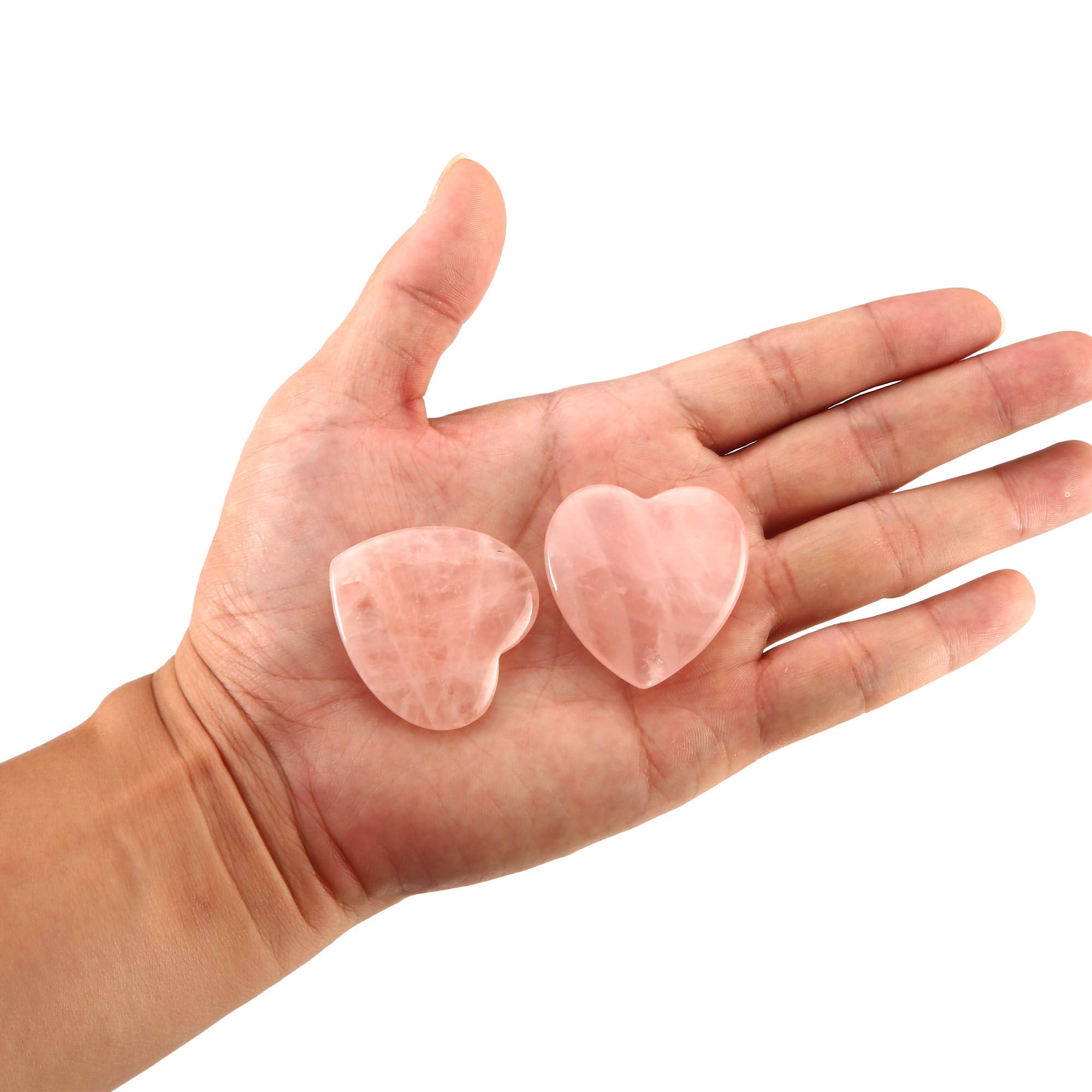 Bingcute Heart Shaped Rose Quartz Puffy Heart Stone 40mm (1.6) for Chakra Energy Healing, Reiki