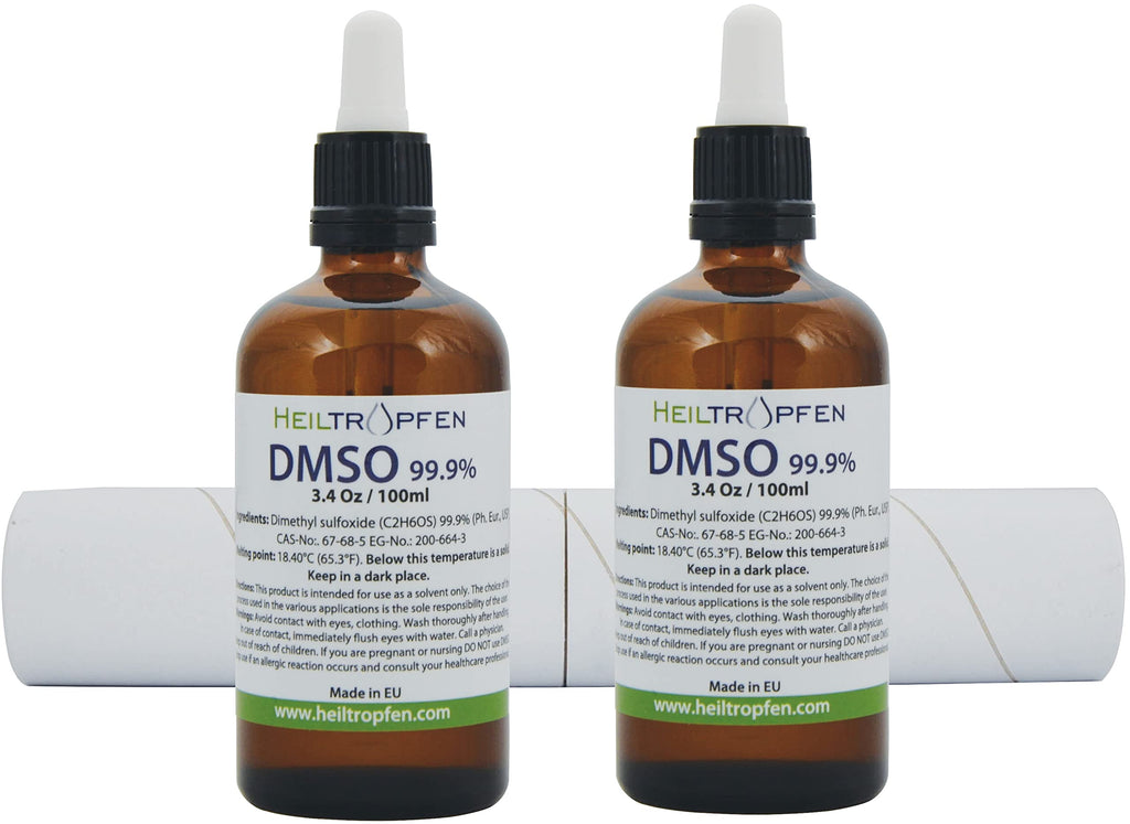 2X DMSO 99.9% Pharma grade ingredients | Low odor - Dimethyl sulfoxide liquid | 2X 3.4 Oz - 2X 100 ml | High purity | Set of two