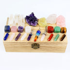 Nvzi Healing Crystals and Stones Kit in Box, Chakra Crystal Set, Amethyst Crystal, Rose Quartz, Citrine, Clear Quartz Wands, Red