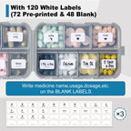 3 Pack, 14 GRIDS Travel Pill Organizer Box with Labels - Travel Medicine Case Kit - Pocket Daily Pharmacy Container - Travel Med
