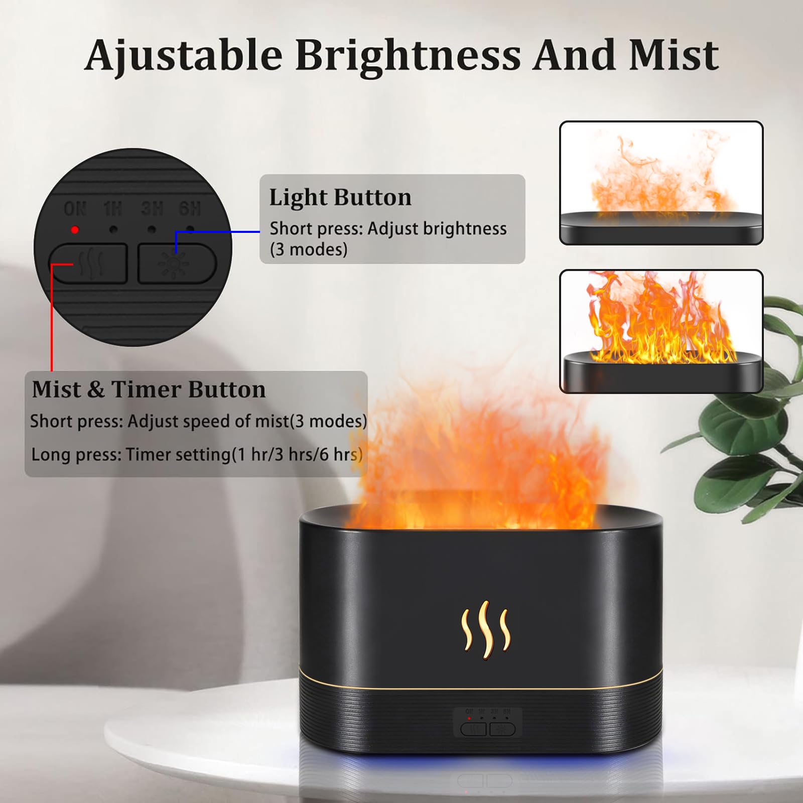 PLUWEL Colorful Flame Diffusers for Essential Oils Large Room-Upgraded 300ML Aroma Diffuser Humidifier Quiet Diffuser with Remot