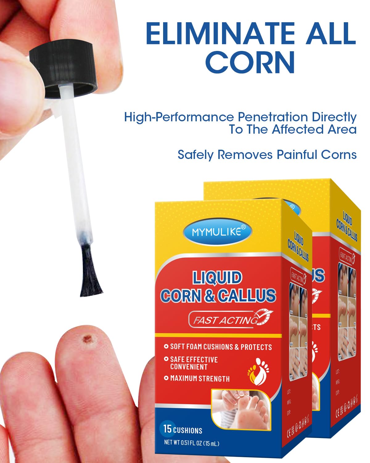 MYMULIKE 30ML Liquid for Corn, Corn Removers for Toes,Corn Removal for Feet Fast Acting Liquid, Liquid for Plantar,Corn Remover