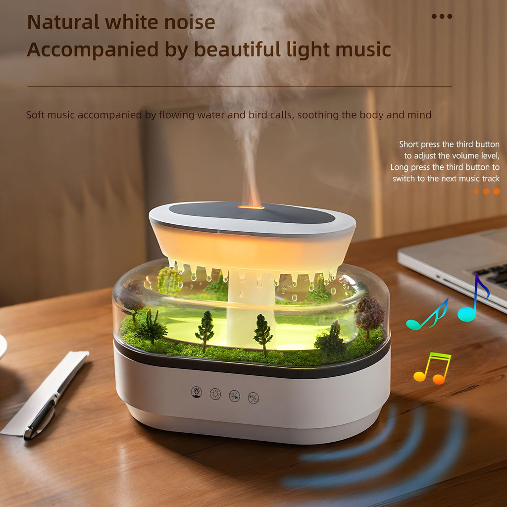 Holwim Essential Oil Flame Diffuser 250ml Cloud Rain Humidifier Water Drip Aromatherapy Diffuser Air Humidifier with 7 Colors Li