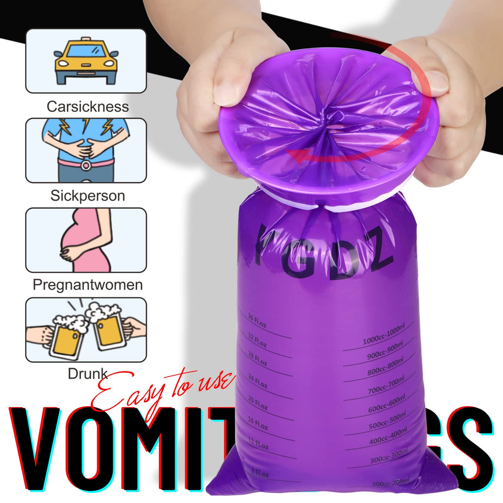 YGDZ Barf Bags, 15 Pack Vomit Bags Disposable Throw Up Emesis Bags Puke Nausea Bags for Travel Motion Sickness, Car & Aircraft,