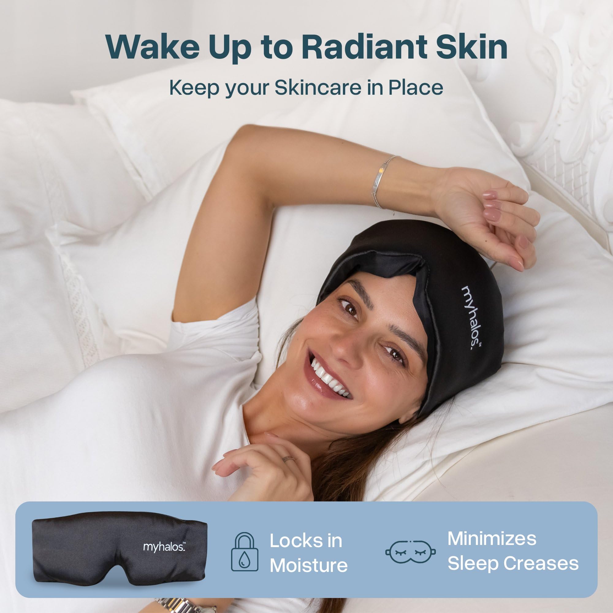 MyHalos 3D Mulberry Silk Sleep Mask with Eye Cups - Blackout Sleep Mask for Men & Women - Eye Masks for Sleep Anywhere
