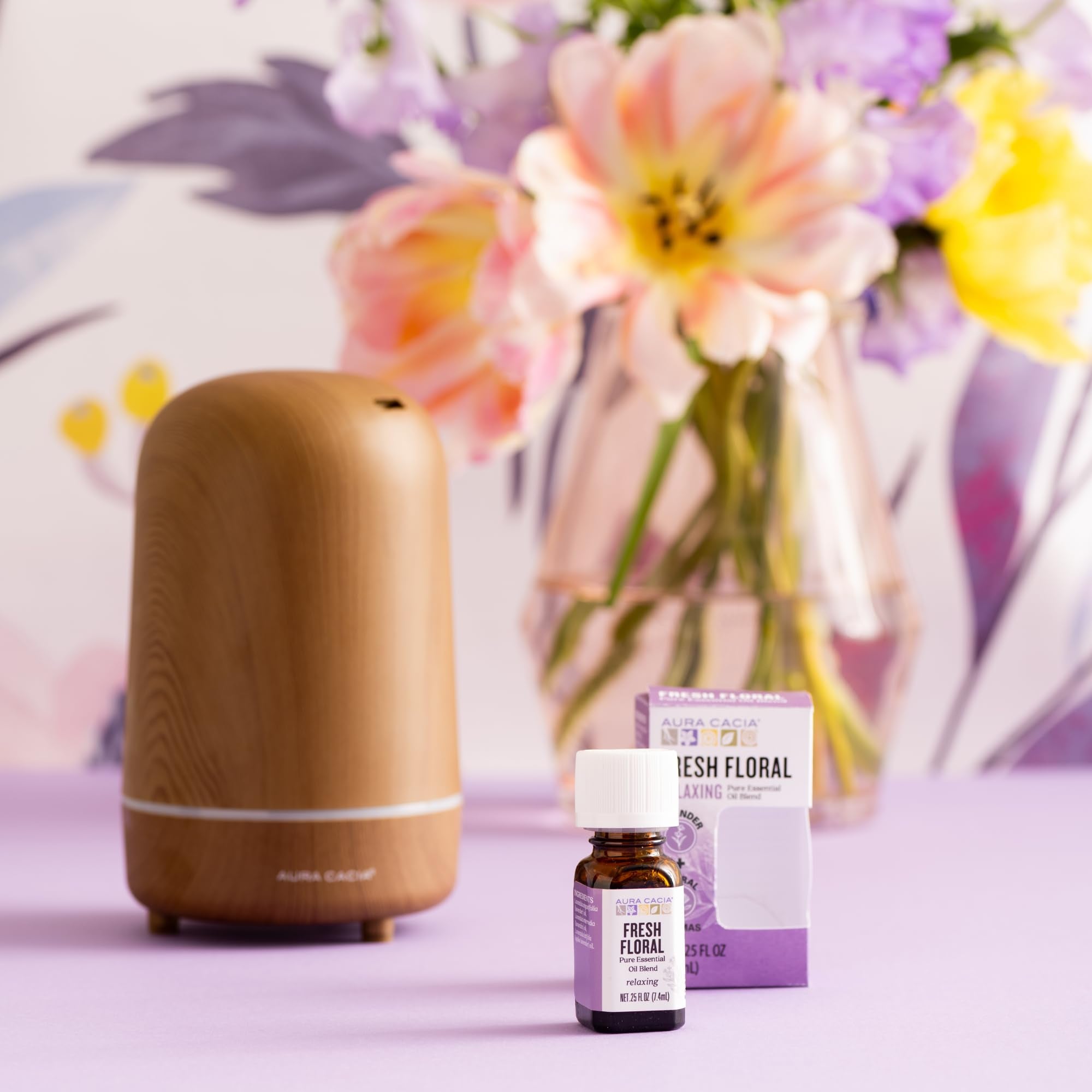 Aura Cacia Fresh Floral Essential Oil Blend, Boxed 0.25 fl. oz. - Light Aroma, No Synthetic Fragrances