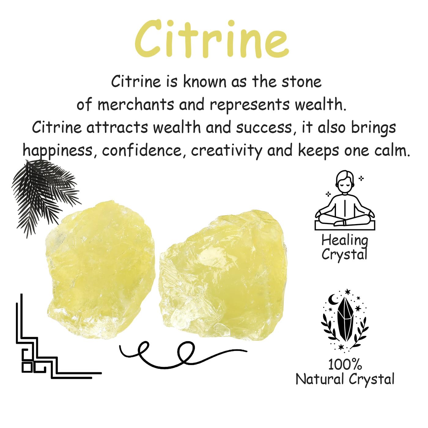 NUKAYAI 2Pcs Citrine 1.8-2.2 Large Raw Crystals Natural Stones Citrine Healing Crystal Rocks for Polishing Decoration DIY Tumbli