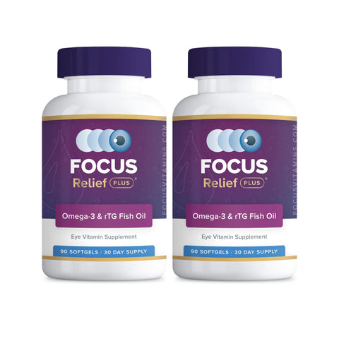 Focus Relief Plus Dry Eye Formula (180 ct. 60 Day Supply) Dry Eye Omega 3 Supplement - Dry Eye Relief Supplement - Omega 3 Fish 
