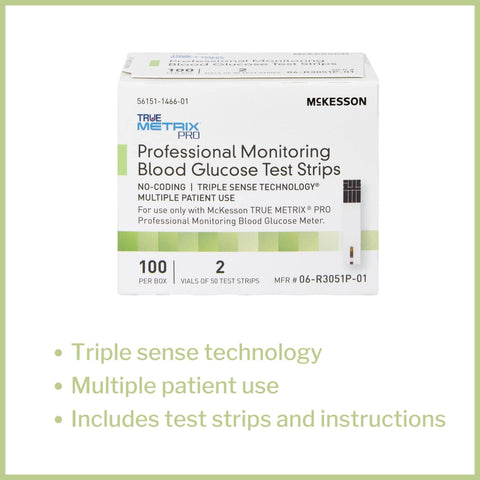 McKesson True METRIX Blood Glucose Test Strips for Diabetes [400 Strips] Professional Monitoring System, Multiple Patient Use