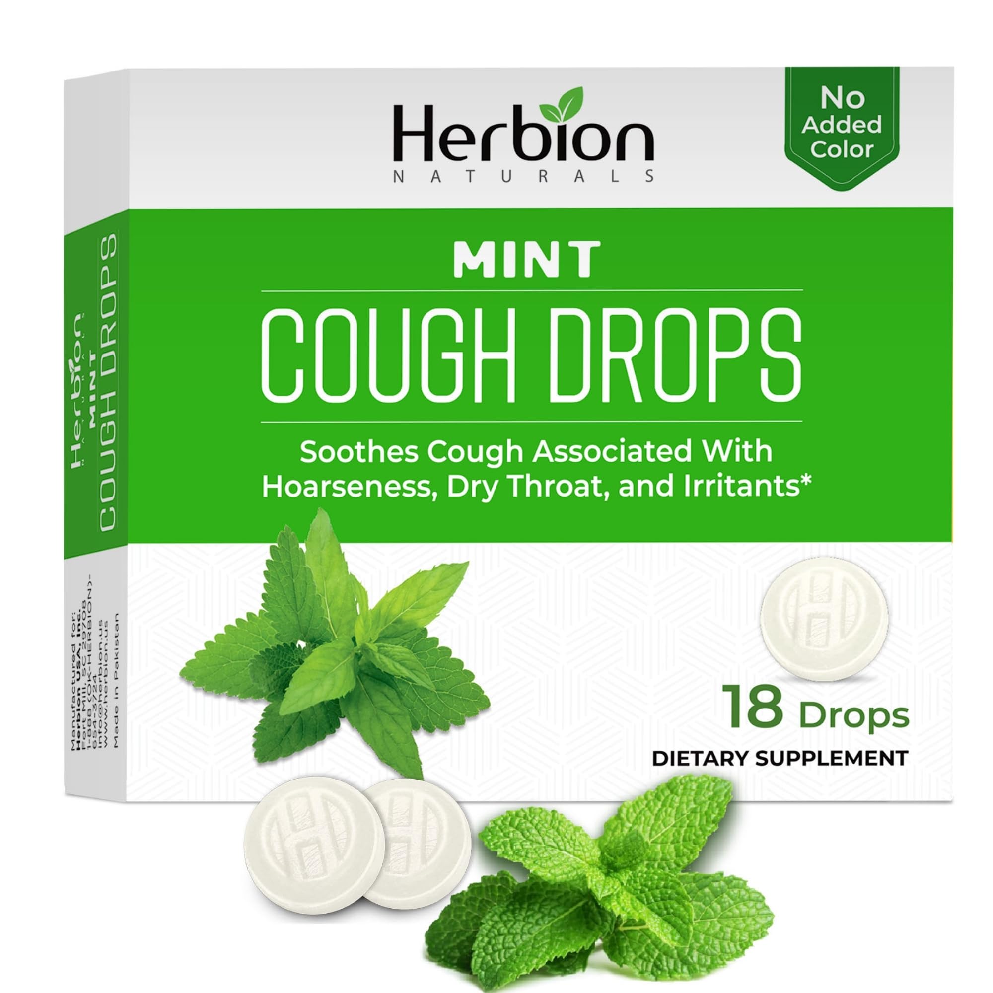 HERBION Naturals Cough Drops with Mint Flavor, Soothes Cough, for Adults and Children Over 6 Years, 18 Drops, No Artificial Flav