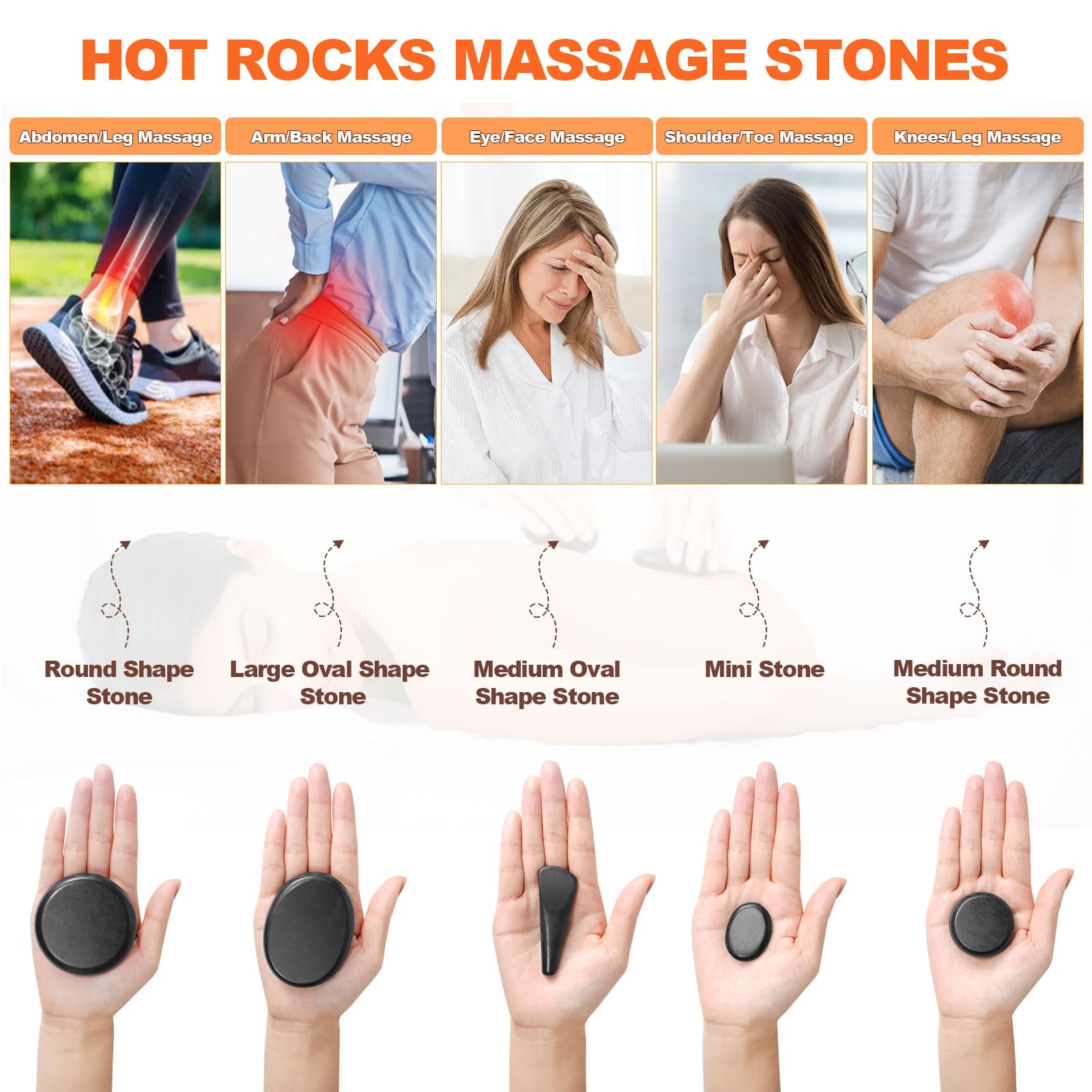 Primachen Hot Stones Massage Warmer Kit, 21 Pcs Hot Stones Massage Set, Hot Rocks Basalt Massage Stones for Home Spa Warming The