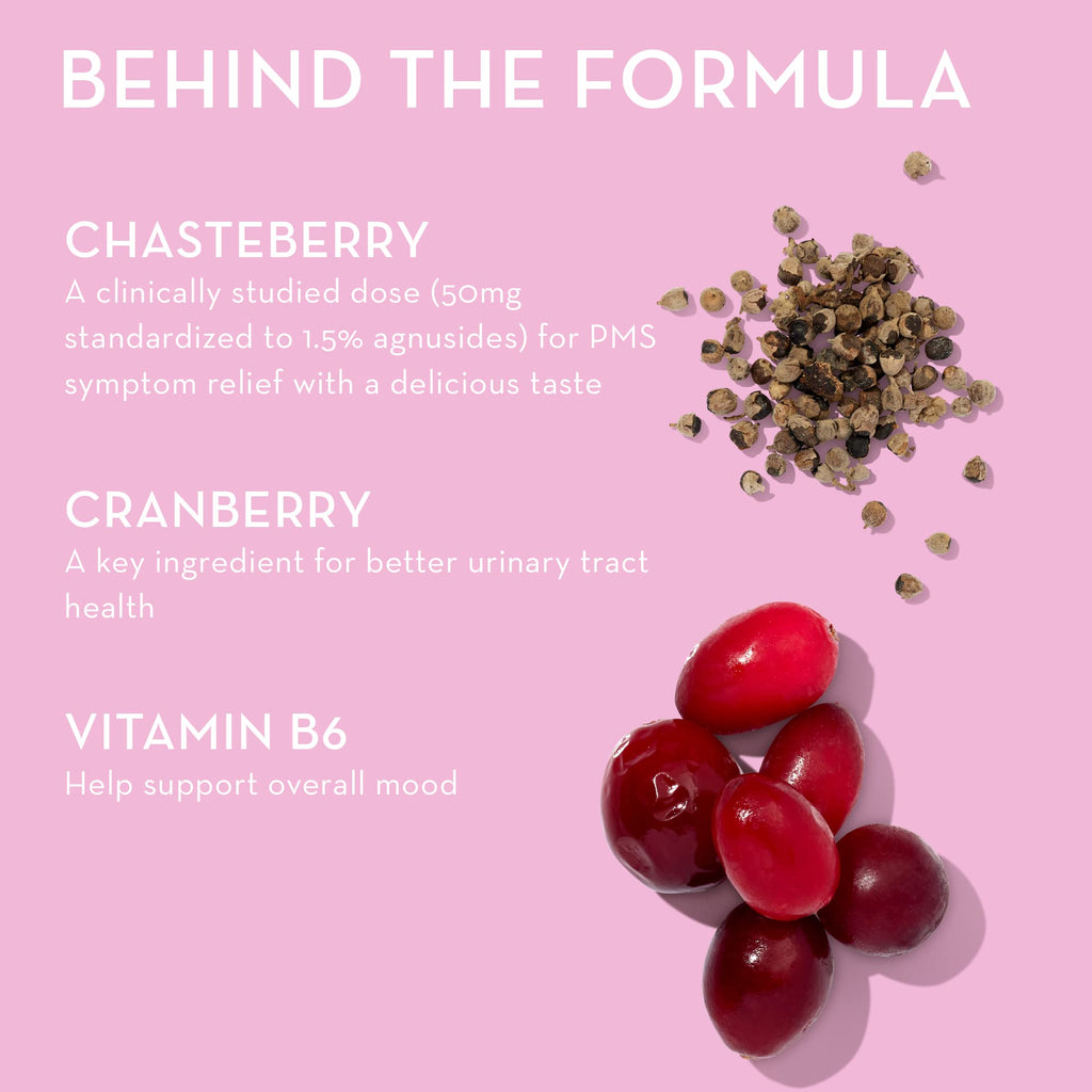 HUM Nutrition SOS PMS Gummies, Helps Relieve PMS Symptoms, Bloating Relief, Mood Swings, Hormonal Balance with Chasteberry Vitex