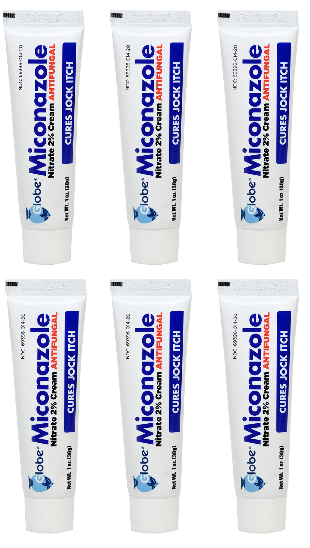 Miconazole Globe (6 Pack) 2% Nitrate 2% Antifungal Cream, Cures Most Athletes Foot, Jock Itch, Ringworm and More. 1 OZ Tube