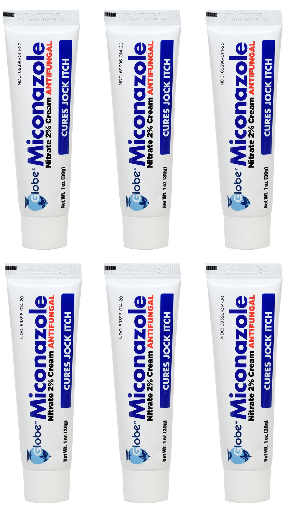 Miconazole Globe (6 Pack) 2% Nitrate 2% Antifungal Cream, Cures Most Athletes Foot, Jock Itch, Ringworm and More. 1 OZ Tube