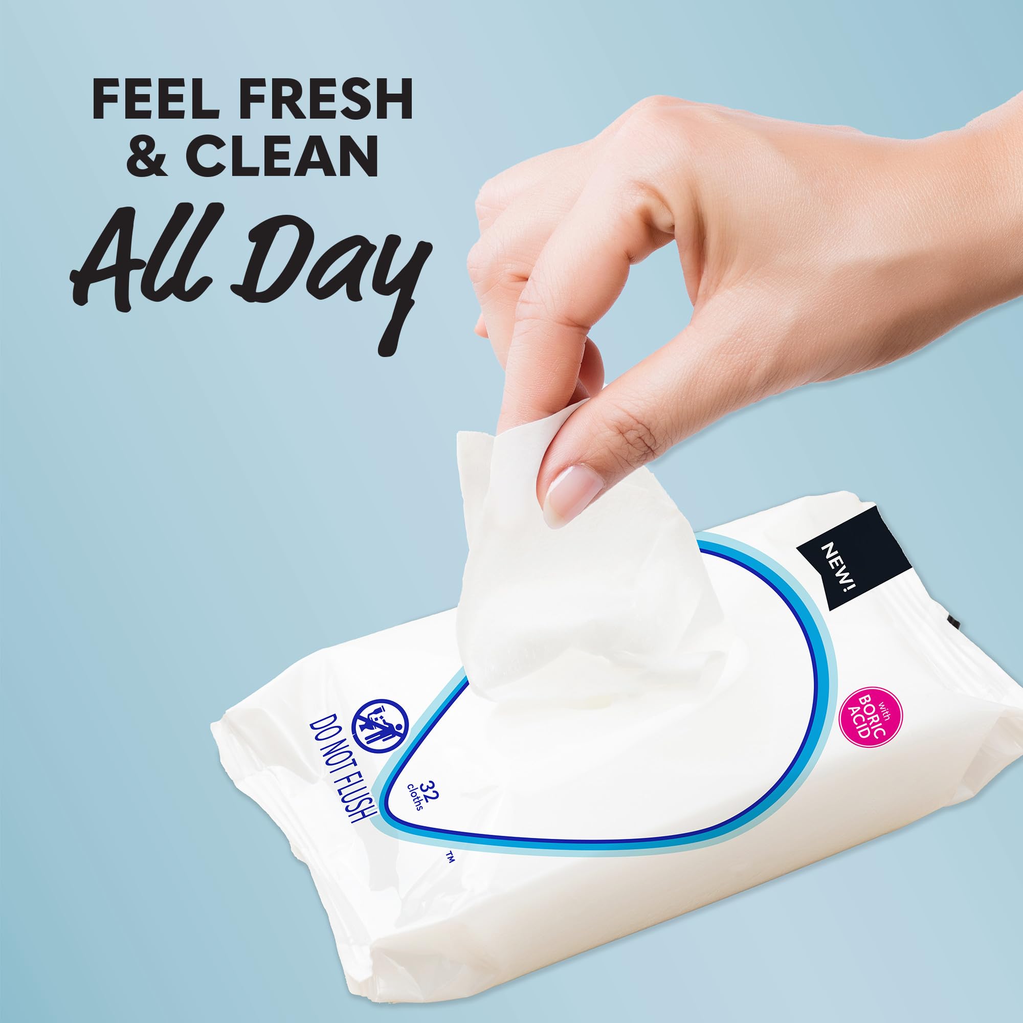 Summer? Eve, Ultimate Odor Control, Daily Feminine Wipes with Boric Acid, Resealable Softpack of Body Wipes with pH Balance, 32