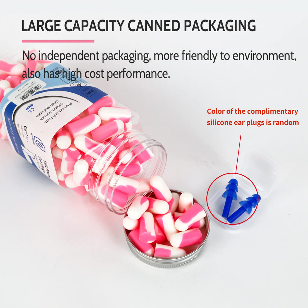 LYSIAN Ultra Soft Foam Sleep Earplugs, 38dB SNR Noise Reduction Ear Plugs for Sleeping, Mowing, Shooting-60 Pairs,Double Color P