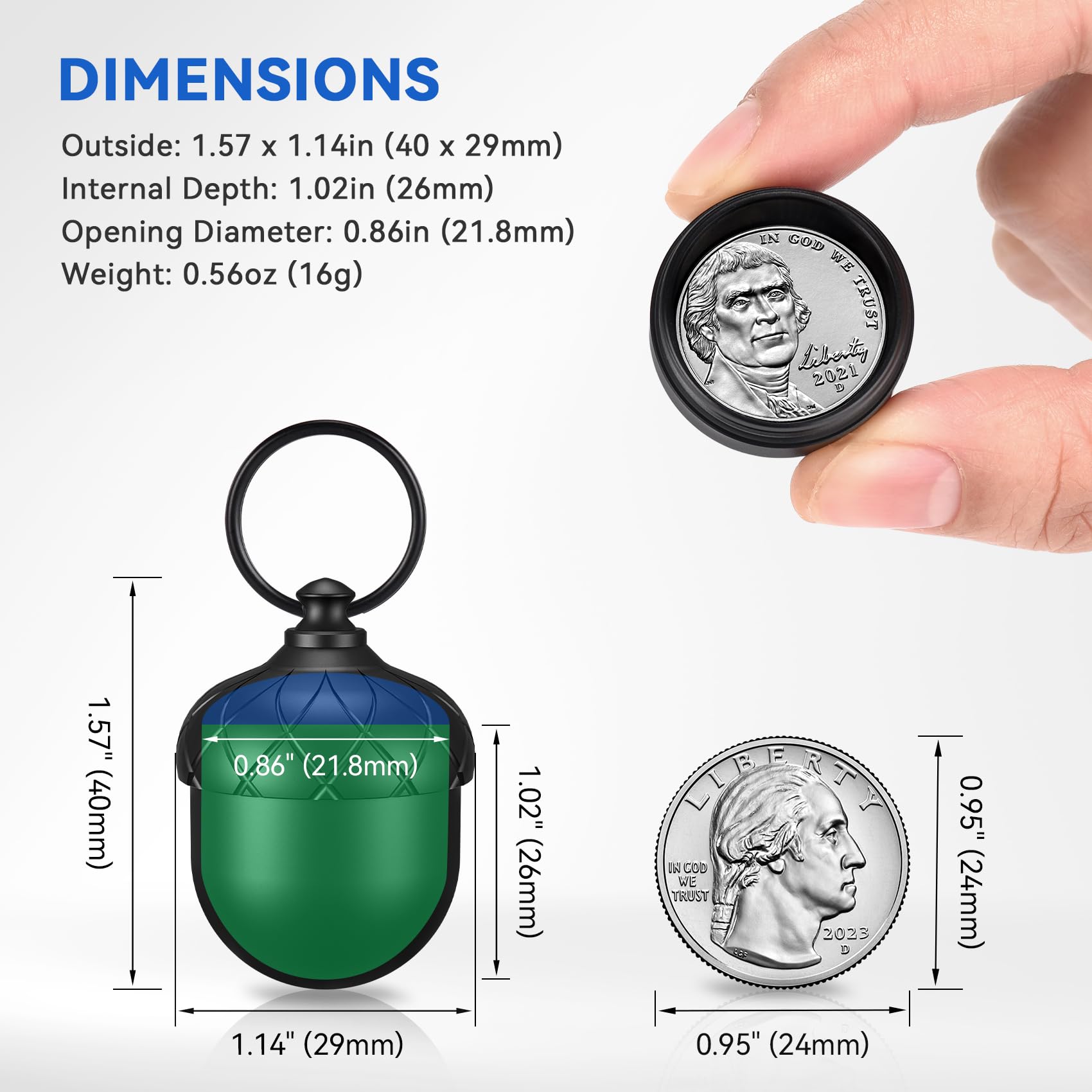 Aufew Mini Pill Case, Cute Keychain Pill Holder, Travel Metal Medicine Bottle, Airtight Pill Fob for Daily Pills & Small Essenti
