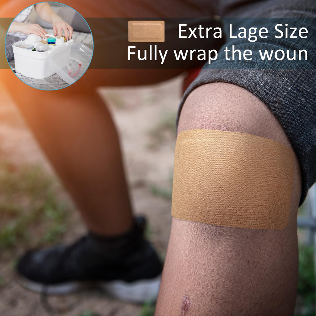 Geiserailie 30 Pcs Flexible Extra Large Adhesive Bandages 5 x 3 Sterile Fabric Adhesive Bandages with Non Stick Pad, Latex Free