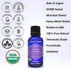 Organic, Lavender Essential Oil, Food Grade, for Drinks, Skin, Hair - 100% Pure, Lavender Oil, by Zongle Therapeutics, 1 OZ