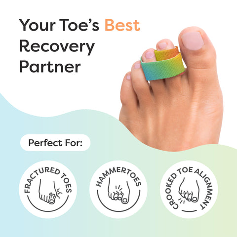 ZenToes Hammer Toe Corrector for Women & Men - Reusable Fabric Buddy Wraps for Broken Toes - Cushioned Toe Splint for Protection