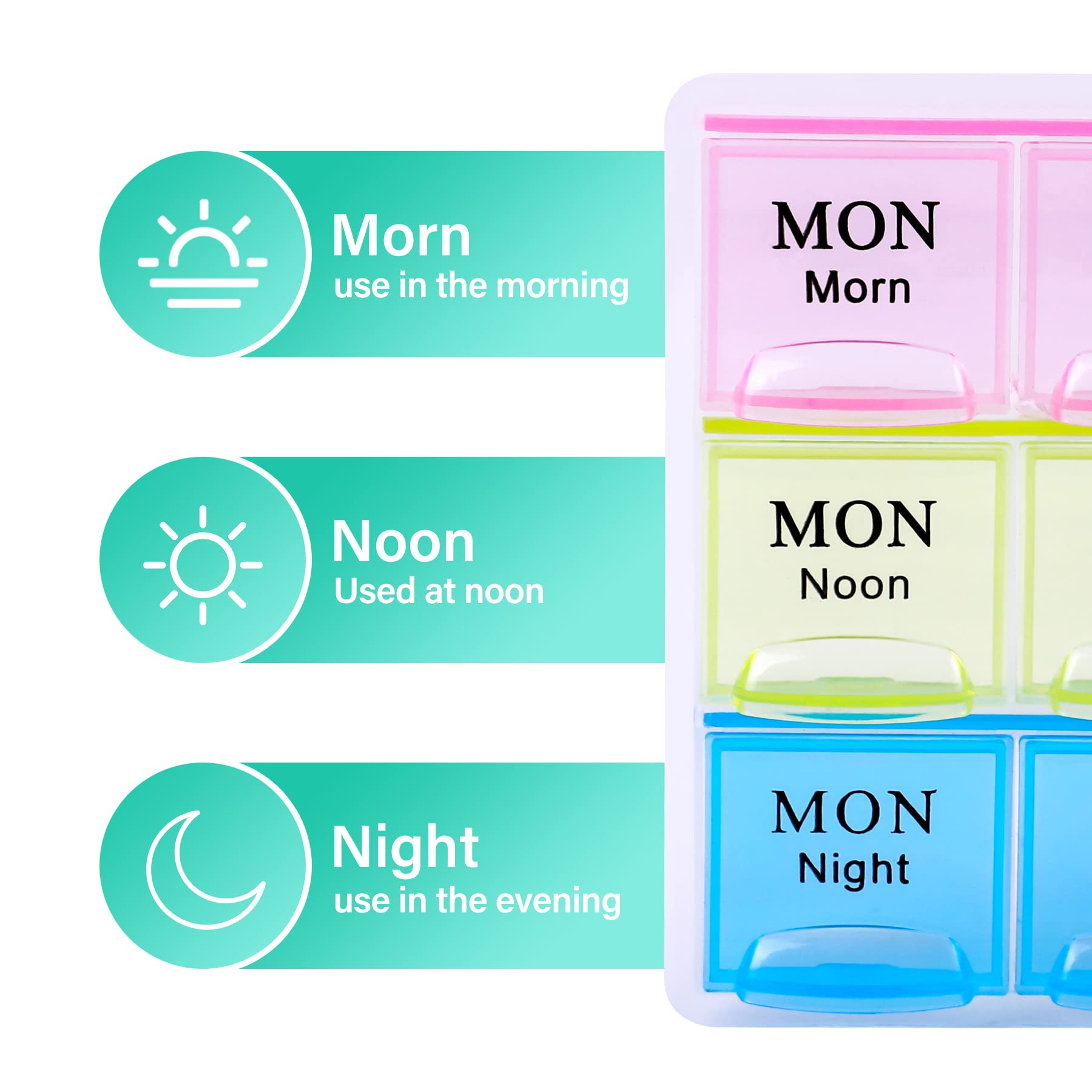 Large Weekly Pill Organizer 3 Times A Day, Moisture-Proof 7 Day Pill Box, Travel Pill Cases Portable for Pills Vitamin Fish Oil