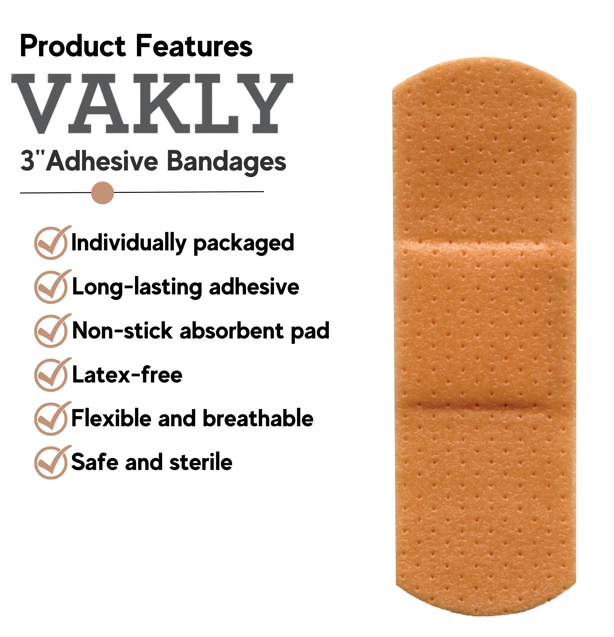 200 Sheer Plastic Flexible Adhesive Bandages with Non-Stick Pad - Strong Sterile 1x3 Bandage for Wound Care for First Aid Kits -