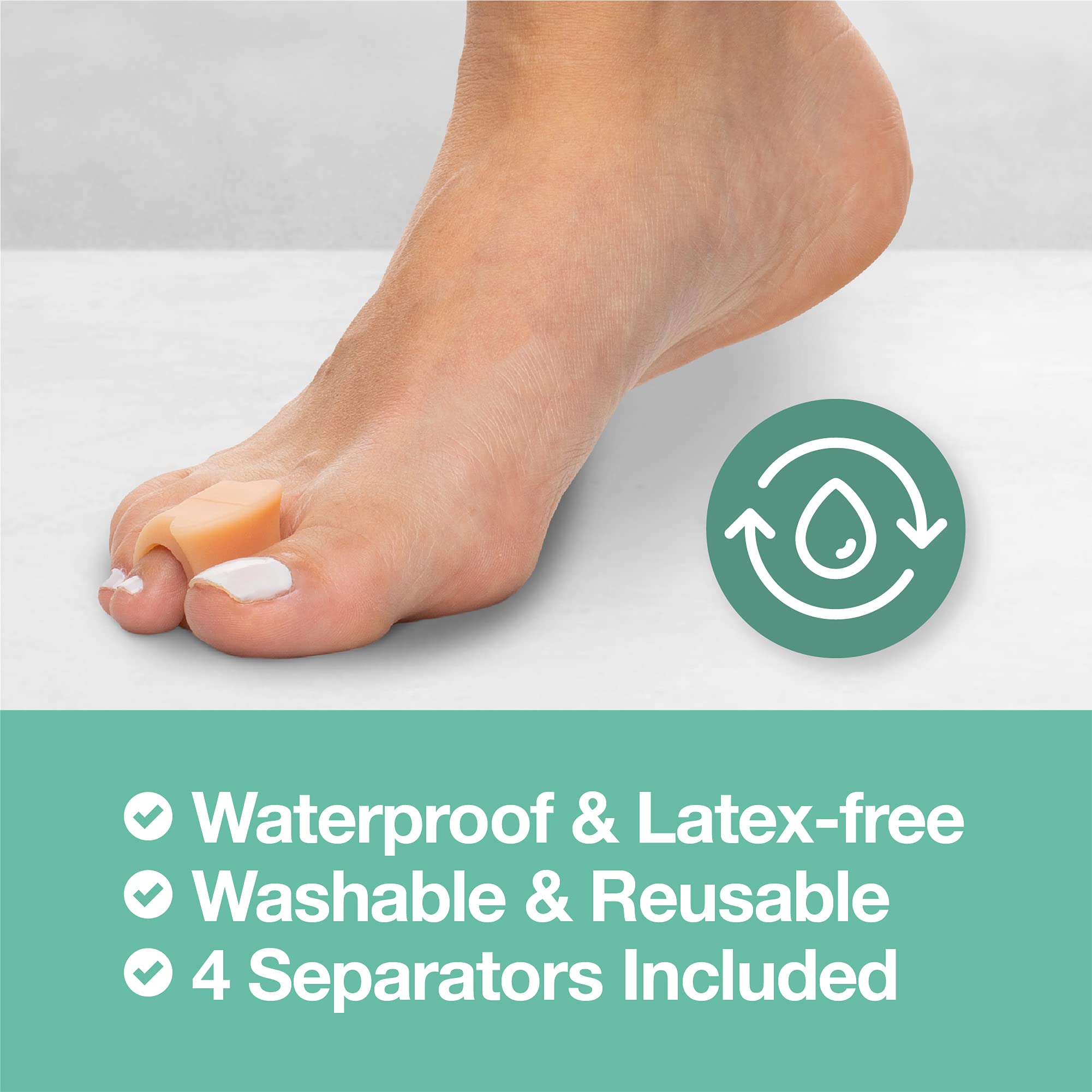 ZenToes Gel Toe Separators for Overlapping Toes, Bunions, Big Toe Alignment, Corrector and Spacer - 4 Pack (Beige)