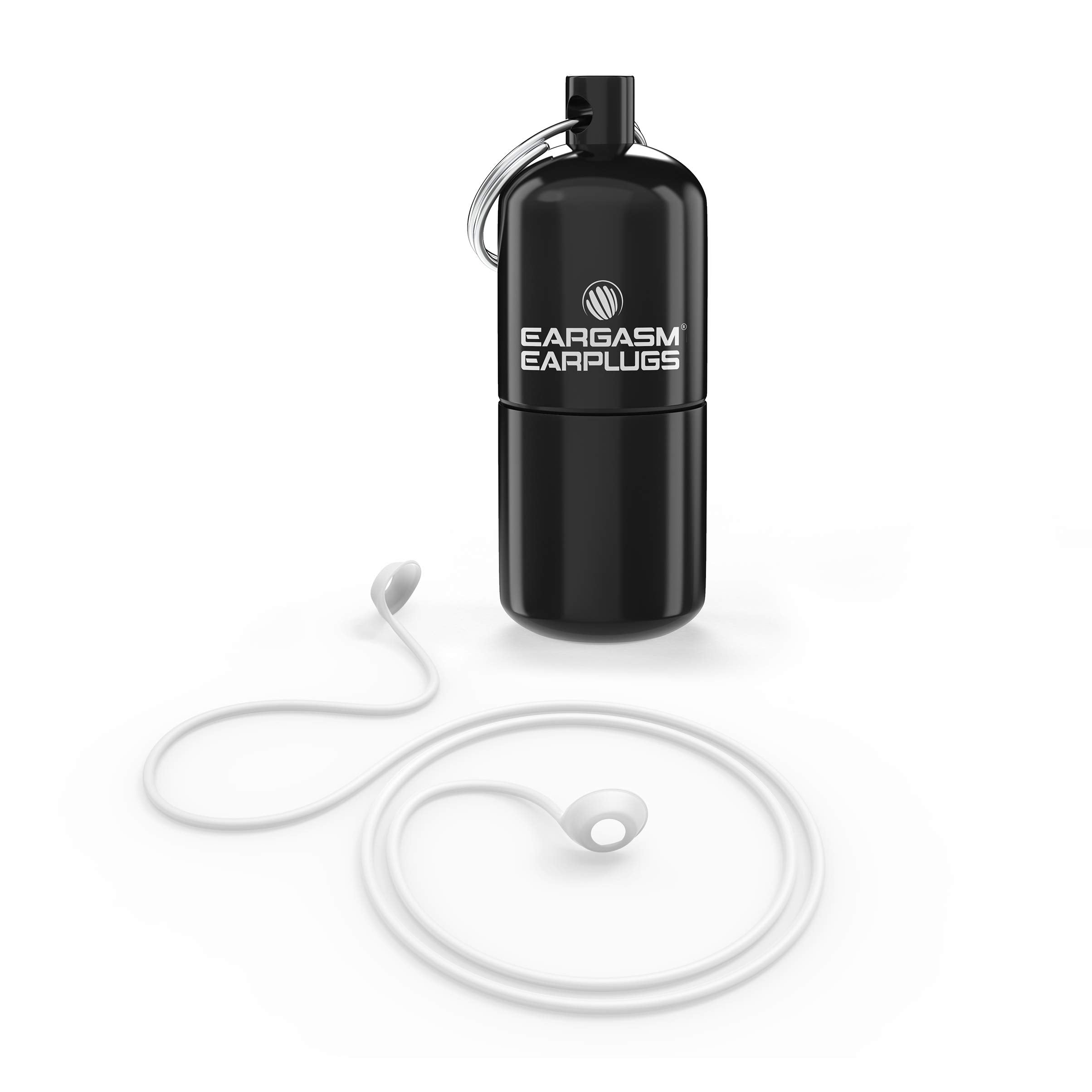 Eargasm Connector Cord and Large Keychain Carrying Case Combo for Earplugs - Keep Ear-Plugs Safe with Flexible Silicone Around t