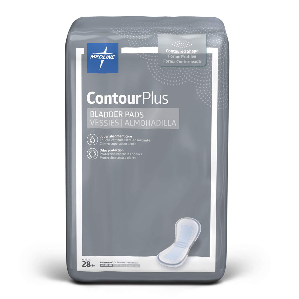 Medline ContourPlus Bladder Control Incontinence Pads, Moderate Absorbency, 5.5 x 10.5, 28 Count (Pack of 12)