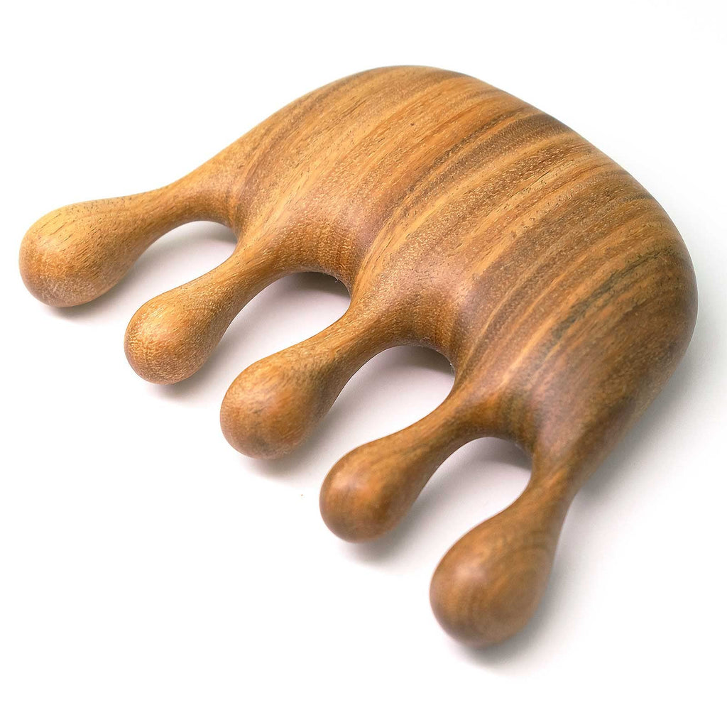 Moreinday Wooden Scalp Massager Comb, Green Sandalwood Handmade Massage Comb for Hair Growth and Scalp Relax, Loc Comb for Siste