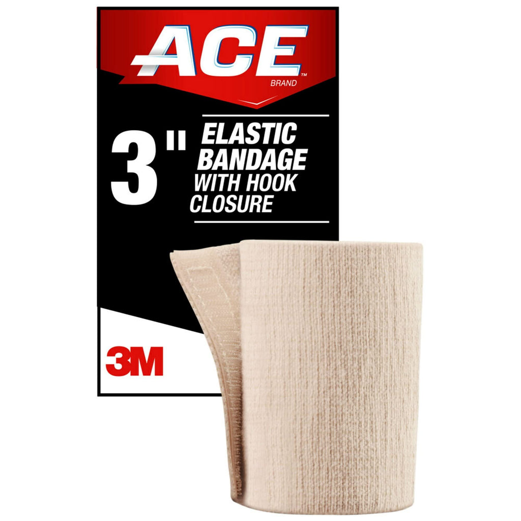 ACE 3 Elastic Bandage Wrap with Hook Closure, Beige, 2 Count