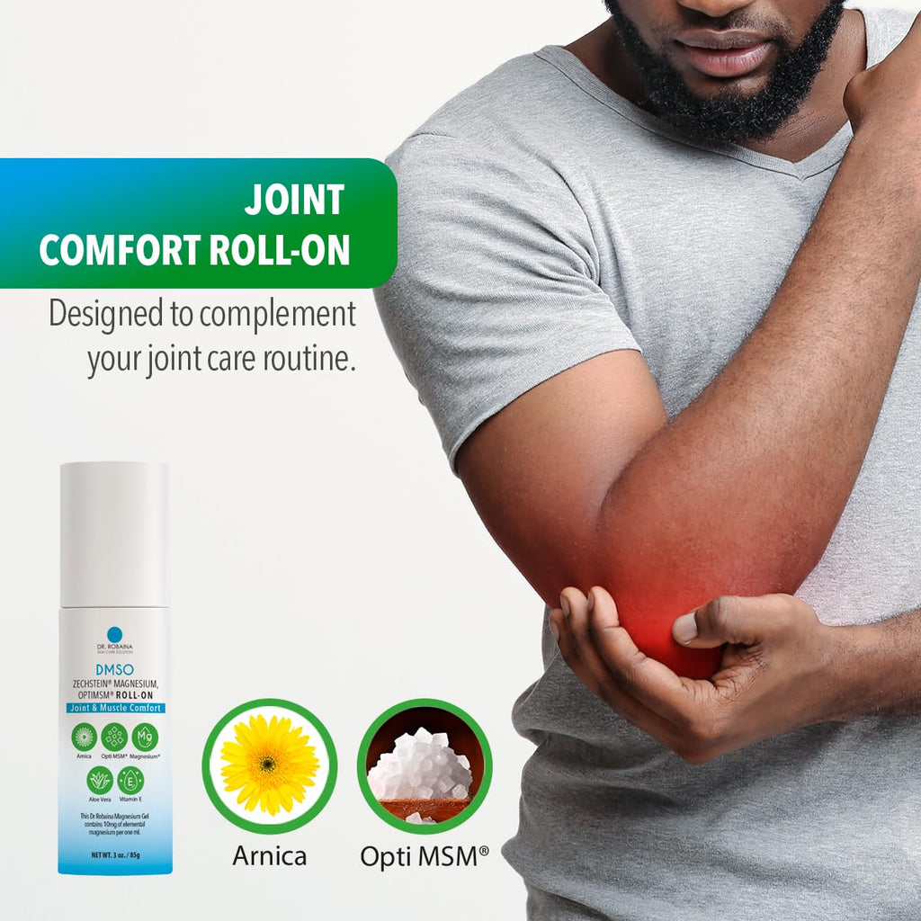 Dr. Robaina DMSO Roll-On - Quick-Absorbing Skin Care with Arnica, Magnesium, Aloe Vera, and Vitamin E | Non-Greasy Formula for M